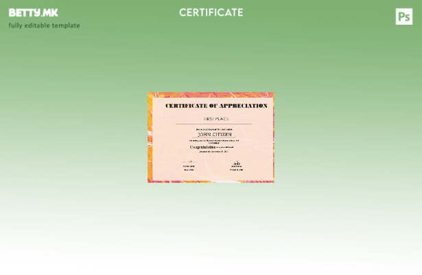 Модерен стил шаблон за уметнички сертификат во САД во шаблон Word и PDF формат